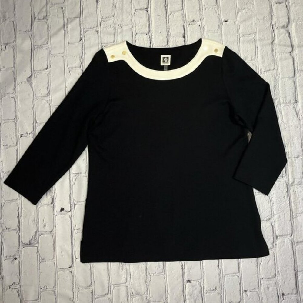 Anne Klein Womens size large black top